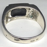 Кольцо, черный камень, позолота, фото №9