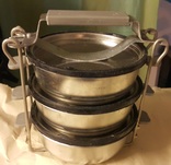 Термоконтейнер для обедов с 6-ю комплектами судков из нержавейки. СССР, photo number 5