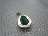 Кулон с зеленым камнем серебро 925, фото №6