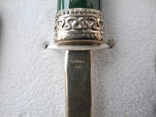 Писменный прибор серебро 925 пр, малахит, фото №10