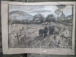 8 Картина. Сельский пейзаж. Бумага, пастель, карандаш. Размер 50*37 см, фото №3