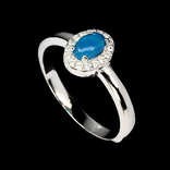 Кольцо серебряное 925 натуральный огненный голубой опал, цирконий., фото №3