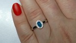 Кольцо серебряное 925 натуральный огненный голубой опал, цирконий., фото №5