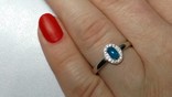 Кольцо серебряное 925 натуральный огненный голубой опал, цирконий., фото №7