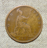 1 пенни 1892 Британия, фото №2