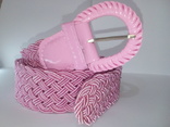 Ремень плетеный текстильный розовый, фото №2