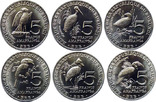 Набор монет Африки 5 франков 2014 Бурунди - Птицы 6 монет, фото №2