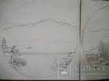 18 Картина Китайский пейзаж на двух листах ватмана. Карандаш. Размер 41,5*42 см, фото №4