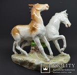 Довоенная фарфоровая композиция пары лошадей  Thuringia Висота: 30 см, фото №4