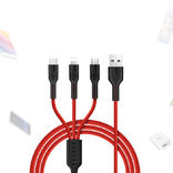 Кабель 3 в 1 USB -- Micro USB / Type C / Iphone Lightning (Оплетка Ткань), фото №2
