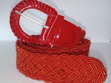 Ремень плетеный текстильный красный, фото №2