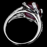 Кольцо серебряное 925 с натуральным звездным рубином, сапфиром., фото №3