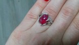 Кольцо серебряное 925 с натуральным звездным рубином, сапфиром., фото №7