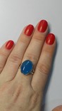 Кольцо серебряное 925 натуральный голубой халцедон., фото №4