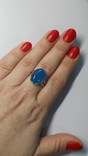 Кольцо серебряное 925 натуральный голубой халцедон., фото №6