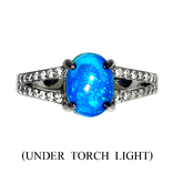Кольцо серебряное 925 натуральный голубой огненный опал, цирконий., фото №2