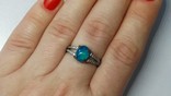 Кольцо серебряное 925 натуральный голубой огненный опал, цирконий., фото №5