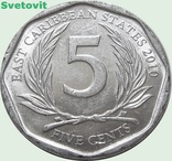 191.Восточные Карибы 5 центов, 2010 год, фото №2