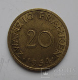 20 франков 1954(Саарленд), numer zdjęcia 3