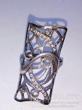 Кольцо  Серебро с камнями,18 размер, 925 пробы с трезубцем, 5,8 г, фото №2