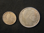 10 франків 1929 рік франція + бонус 1.2 франка 1959 рік швейцарія, фото №2
