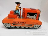 Игрушка из жести 60-х годов бульдозер трактор Super Dozer, Made in Japan, фото №8