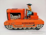 Игрушка из жести 60-х годов бульдозер трактор Super Dozer, Made in Japan, фото №10