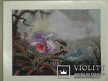 Вышитая картина «Орхидея и колибри» ручной работы 42х34 см, фото №3