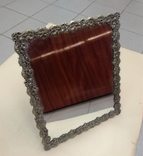 Зеркало «Фраже(?)» с обраткой из красного дерева 38,5х45,5см., фото №2