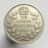 Канада 10 центов (центів) 1913 г. Маленькие листья (разновидность)., фото №2