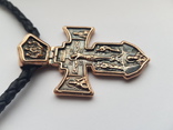 Золотой Акимовский крест на кожаном шнурке 49.66 гр 585 проба, фото №2