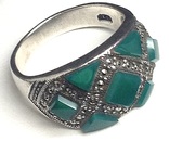 Кольцо, зеленые камни, марказиты, фото №5