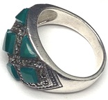 Кольцо, зеленые камни, марказиты, фото №6