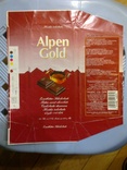 Обертка (фантик) от шоколад "Альпен Голд" (бордовый фон), Германия, фото №2