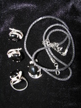 Набор, серьги, кольцо, кулон, серебро, оникс, фото №2