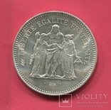 Франция 50 франков 1977 aUNC Геркулес серебро 900/30 грамм, фото №2