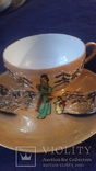 Старинная чашка с блюдцем и тарелкой из тончайшего фарфора Япония, фото №3