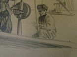 Мелихов Г.С."Рабочие возле газовой трубы"1949г. бумага.карандаш 24.4х17.4, фото №9