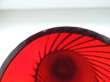 Ваза цветное красное рубиновое рифленое стекло СССР 19 см 1960е, фото №5
