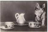 Открытка.Кот с чашками.1956 г., фото №2