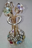 Позолоченная ваза с цветами с австрийскими цветными кристаллами AWAT, фото №10