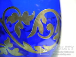 Кобальтовая ваза плакинировано серебром , нога серебро 800 пр. ( FANI ITALY ), фото №4