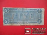США 1864 Конфедераты, Ричмонд. 5 долларов., фото №3