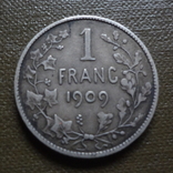 1 франк 1909 Бельгия серебро     (К.38.6)~, фото №2