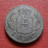 1 крона 1875  Дания   серебро    (Т.4.16)~, фото №2