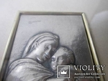 Серебряная картина Мама с малышом на руках. Италия. Сертификат.  22Х18., фото №4