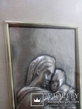 Серебряная картина Мама с малышом на руках. Италия. Сертификат.  22Х18., фото №8