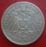 5 марок 1900 Гамбург Германия Серебро (92 з), фото №3