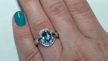 Кольцо серебряное 925 натуральный лондон топаз, цирконий., фото №7