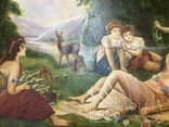 Большая Картина маслом «Девушки на природе» 185х97 см., фото №4